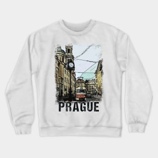 Prague City Streets Vintage Travel Poster Series grunge edition 05 Crewneck Sweatshirt
